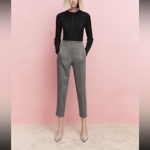 Zara High Waisted Trouser Pants Size Medium Light Grey